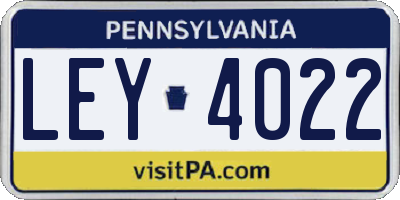 PA license plate LEY4022