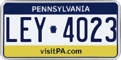 PA license plate LEY4023