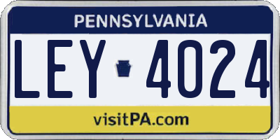 PA license plate LEY4024