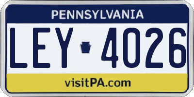 PA license plate LEY4026