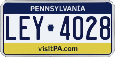 PA license plate LEY4028