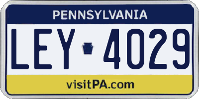 PA license plate LEY4029