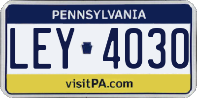 PA license plate LEY4030