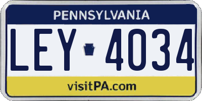 PA license plate LEY4034