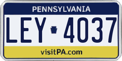 PA license plate LEY4037