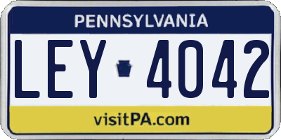 PA license plate LEY4042