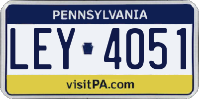 PA license plate LEY4051