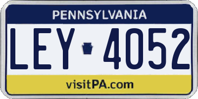 PA license plate LEY4052