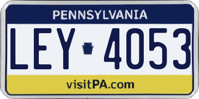 PA license plate LEY4053