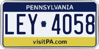 PA license plate LEY4058