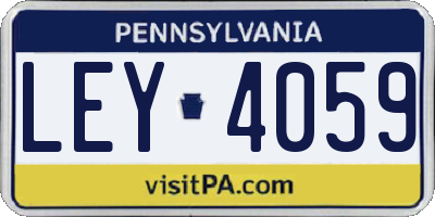 PA license plate LEY4059