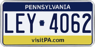 PA license plate LEY4062