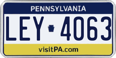 PA license plate LEY4063