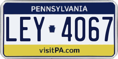 PA license plate LEY4067