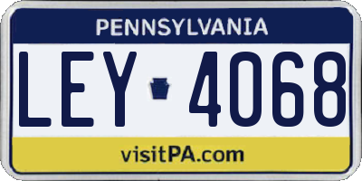 PA license plate LEY4068