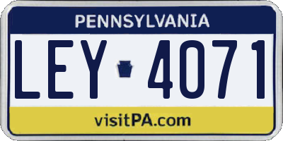 PA license plate LEY4071