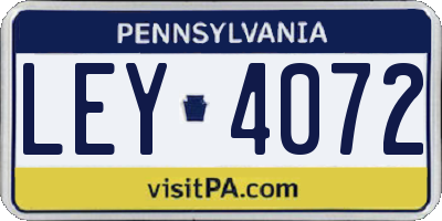 PA license plate LEY4072