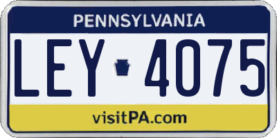 PA license plate LEY4075
