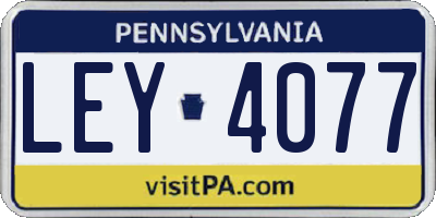 PA license plate LEY4077