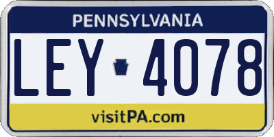 PA license plate LEY4078