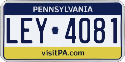 PA license plate LEY4081