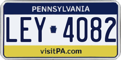 PA license plate LEY4082