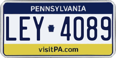 PA license plate LEY4089