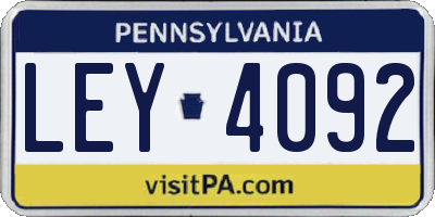 PA license plate LEY4092