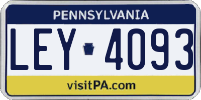 PA license plate LEY4093
