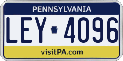 PA license plate LEY4096
