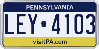 PA license plate LEY4103
