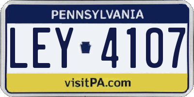 PA license plate LEY4107