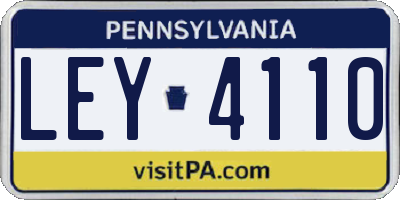 PA license plate LEY4110