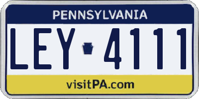 PA license plate LEY4111