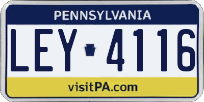 PA license plate LEY4116