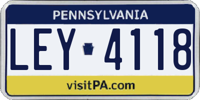 PA license plate LEY4118