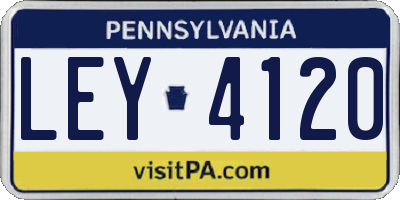 PA license plate LEY4120