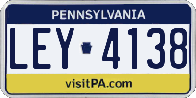 PA license plate LEY4138