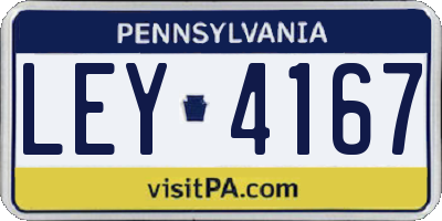 PA license plate LEY4167