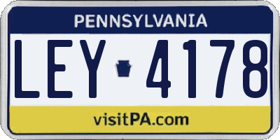 PA license plate LEY4178