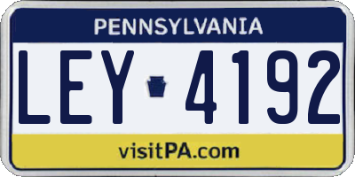 PA license plate LEY4192
