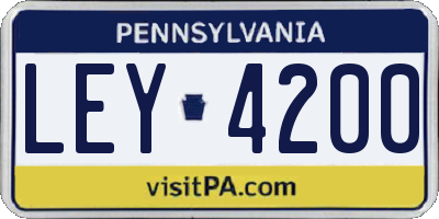 PA license plate LEY4200