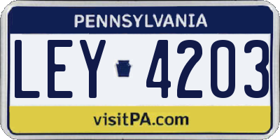 PA license plate LEY4203