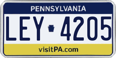 PA license plate LEY4205