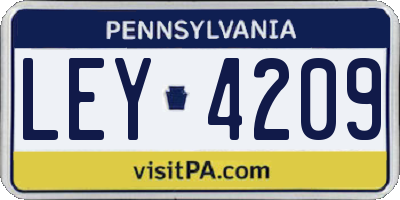 PA license plate LEY4209