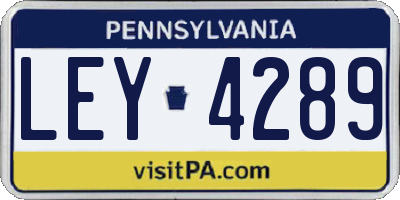 PA license plate LEY4289