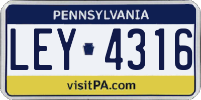 PA license plate LEY4316
