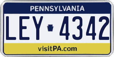 PA license plate LEY4342