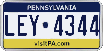 PA license plate LEY4344