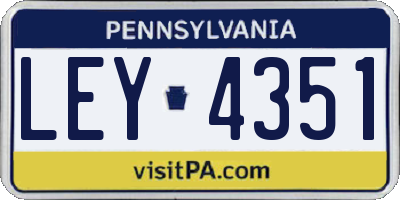 PA license plate LEY4351